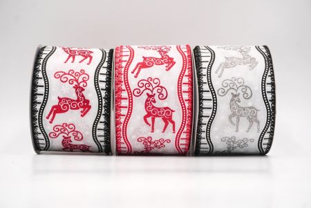 Christmas Reindeer & Snowflake Wired Ribbon - Christmas Reindeer & Snowflake Wired Ribbon